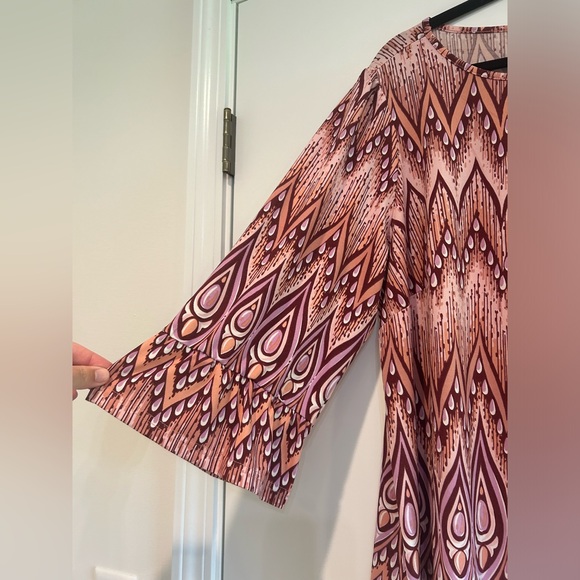 Bob Mackie Wearable Art Shirt Top Women Size 1X QVC Flare Sleeve Boho Blouse - Picture 3 of 11